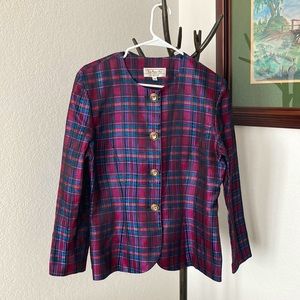 Talbots Depeche Vintage Plaid Blazer Size 10